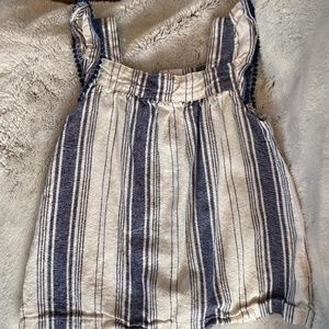 Carter's Kid Size 5 Blue and white strip top with ruffles